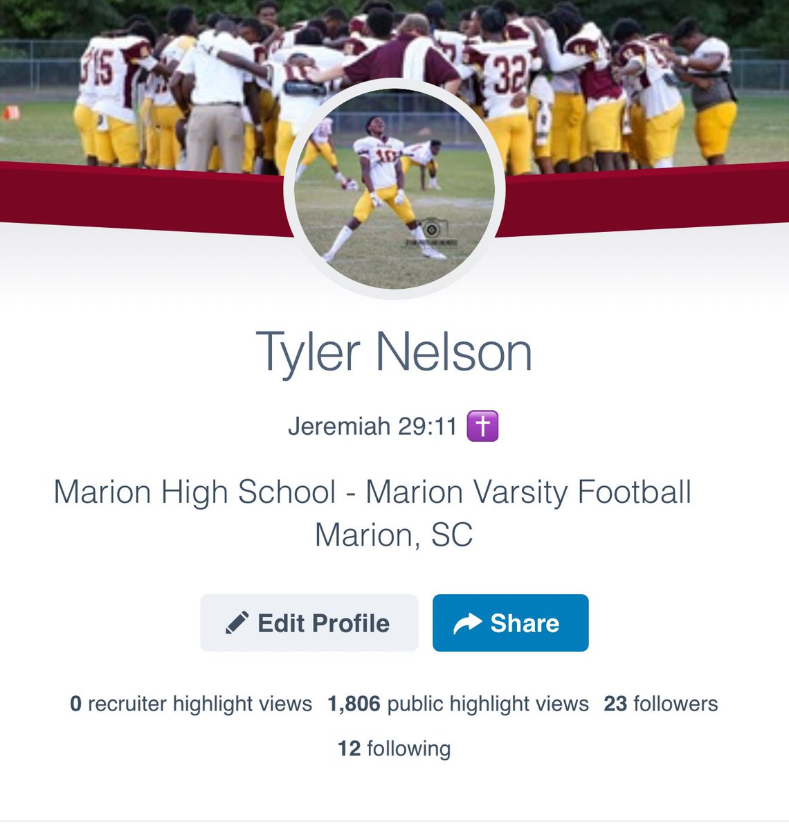TylerNelson11_'s tweet photo. WOW .. 1,800 views on hudl , appreciate everybody showing some love ❤️ https://t.co/N3YzOPHtxk

@SwaFoxAthletics @PrepRedzoneSC @Coach_Caulder @RandallState @peedeesportss @JGRecruiting @coachjohnson256 
 #AGTG🙏🏾 #ClassOf2027 #TylerNelson https://t.co/ayeSPxhcuT