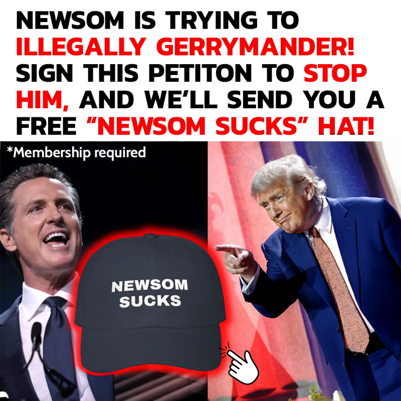 EndTheWokeness_'s tweet photo. STOP NEWSOM FROM GERRYMANDERING!
Sign this petition and get a FREE "NEWSOM SUCKS" hat!
Membership terms and conditions apply.