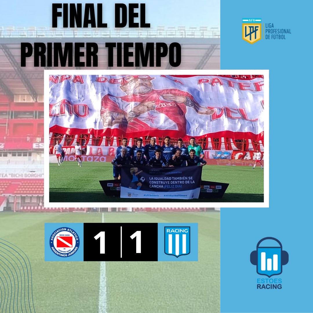 ¡FINAL DEL PRIMER TIEMPO! 

Racing iguala 1-1 ante Argentinos. 

¿Qué te pareció el PT?