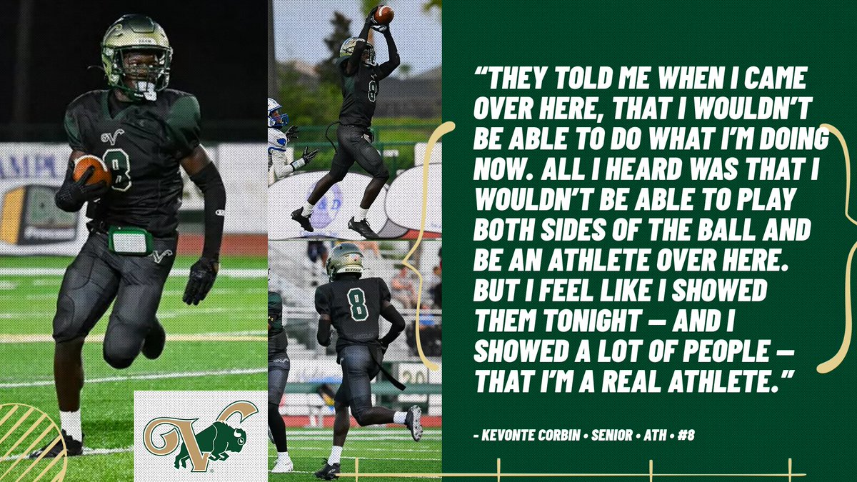 VHS Football (@vhsfootballfbt) on Twitter photo Receiving TD ✅
Punt Block ✅
Interception ✅
Forced Fumble ✅
Hear what Kevonte Corbin (<a href="/Kevontecorbin7/">Kevonte “Key” Corbin</a>) had to say after his stat-filled Friday night against his former Wildwood team: Receiving TD ✅
Punt Block ✅
Interception ✅
Forced Fumble ✅
Hear what Kevonte Corbin (<a href="/Kevontecorbin7/">Kevonte “Key” Corbin</a>) had to say after his stat-filled Friday night against his former Wildwood team: