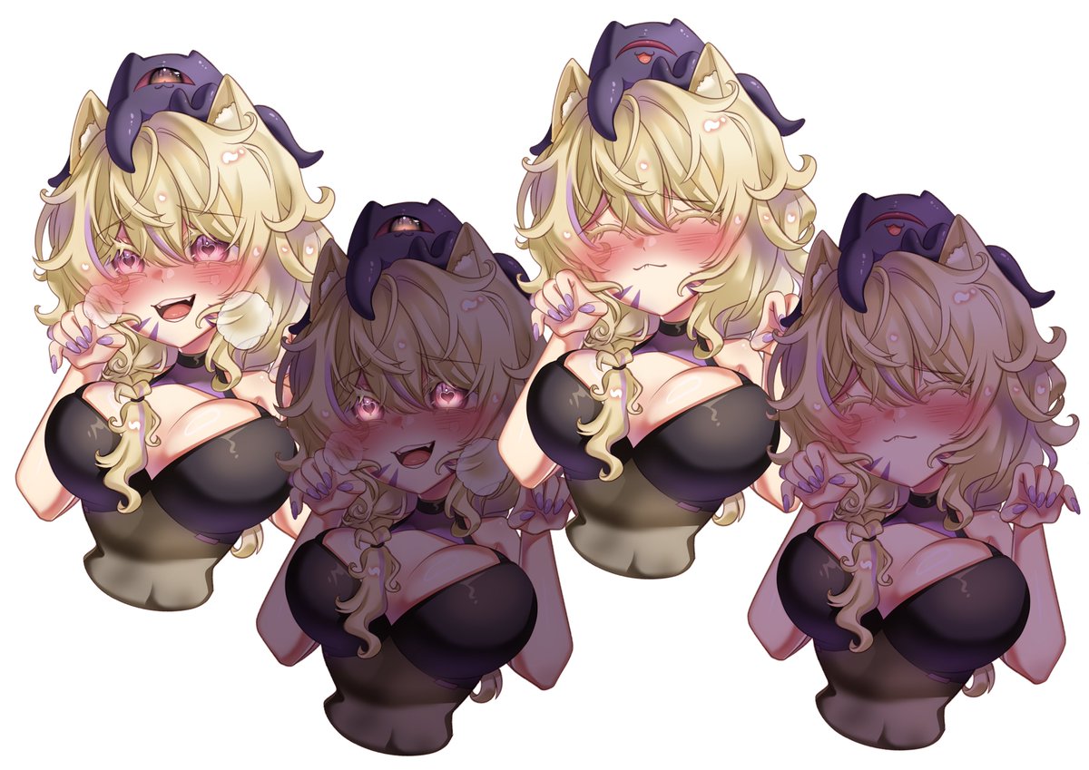 I've finished the corny toggles for the fan made PNGtuber ! Oh and yesh, I did alter her outfit, she's perfect as she is, but I love making new outfits and haircuts ;w; pwease forgive me

Just 2 more to go, and I'll be able to rig it !

I hope Squchan'll like it ;w;

#squchujin