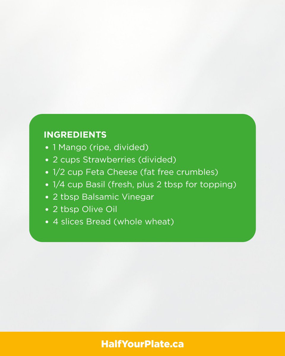 A flavourful combo, this dish features the perfect balance of sweet, savory, and tangy taste 🥭🍓

🔗 Get the recipe here: halfyourplate.ca/recipe/strawbe…

#VeggiePrep #PrepLikeAPro #HealthyEating  #HealthyHacks #HalfYourPlate