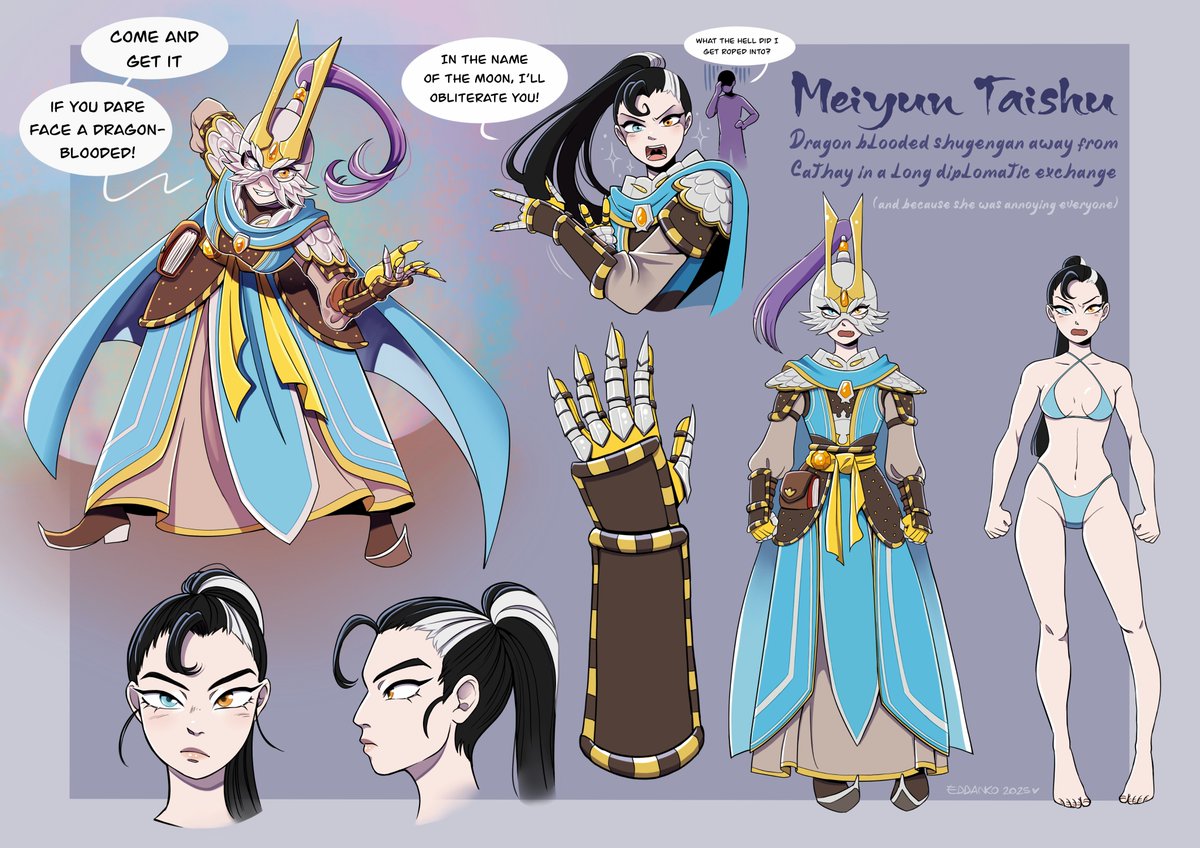 I FORGOT

Here comes trouble! The brat from Cathay has arrived!
Meiyun Taishu, 50% army leader 50% magic user, but 100% annoying brat

(That's why Cathayans sent her away btw)

She's Rikhart second wife