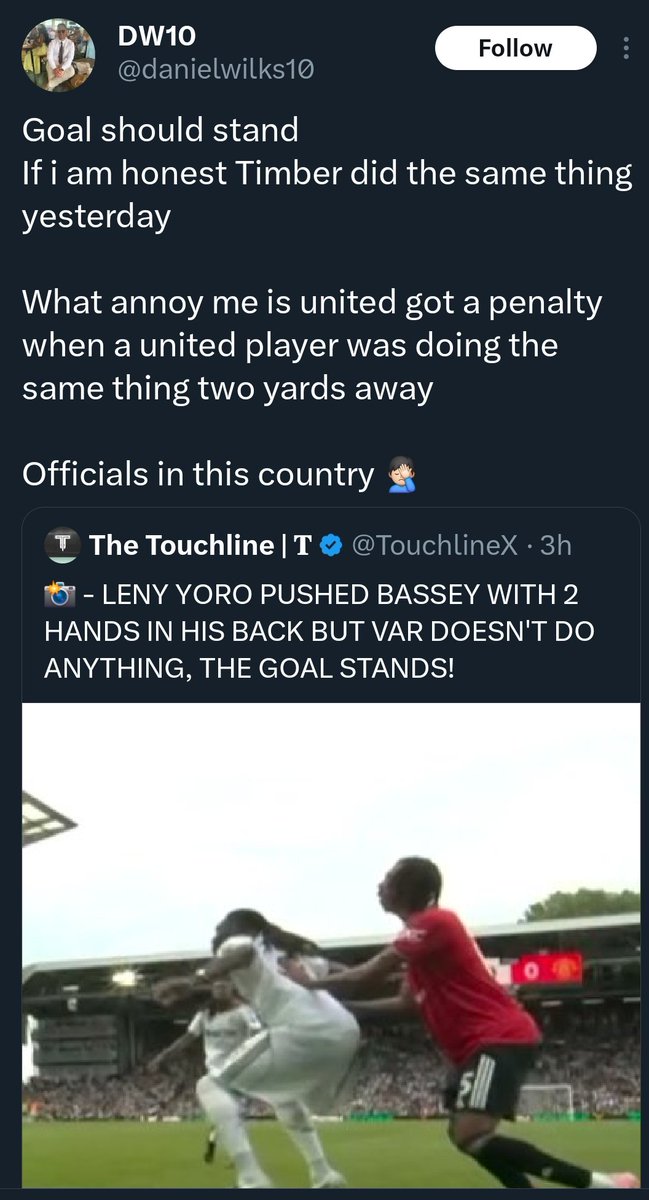 Dan723R's tweet photo. @KennyBuari @kimmoFC nope not lying😏. An angle shown during the game showed a push which is not shown in that video. 
This from an Arsenal fan that agrees. Guess you didn't see it either. https://t.co/nvwoF9B6Ya