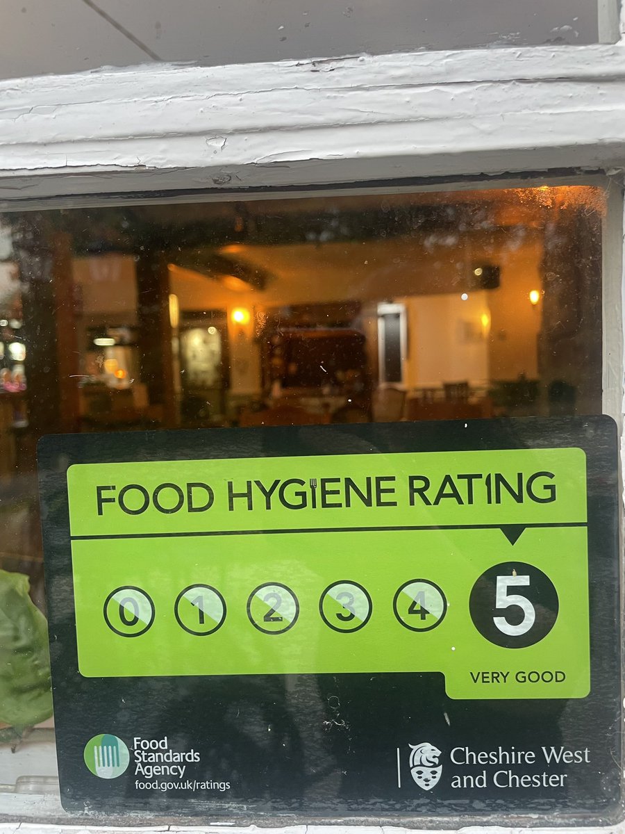 Today we had our unannounced visit from Cheshire west and Chester councils EHO to conduct our food hygiene inspection. I think we did OK 😏 5 bubbles! 🫧 👩🏻‍🍳 
#supportlocal #countrypub #happychef