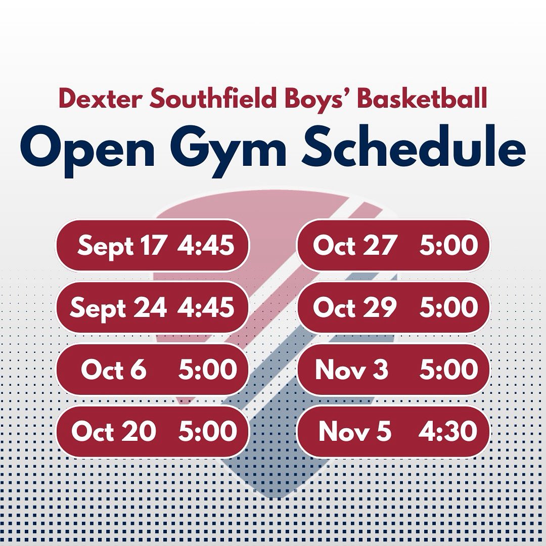 Our open gym times for the fall!