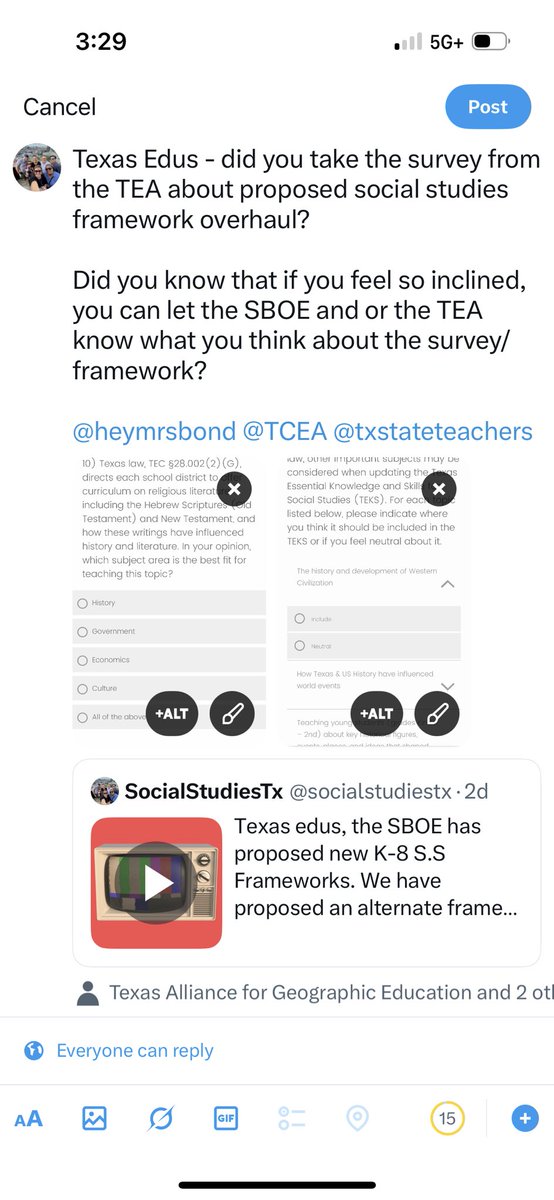 SocialStudiesTx (@socialstudiestx) on Twitter photo Texas Edus - did you take the survey from the TEA about proposed social studies framework overhaul?
Did you know that if you feel so inclined, you can let the SBOE & or the TEA know what you think about the survey/framework? 
<a href="/heymrsbond/">The Madwoman in the Classroom</a> <a href="/TCEA/">TCEA</a> <a href="/txstateteachers/">TSTA/NEA</a> <a href="/MrsWebstersRoom/">Mariah Davis Webster</a> Texas Edus - did you take the survey from the TEA about proposed social studies framework overhaul?
Did you know that if you feel so inclined, you can let the SBOE & or the TEA know what you think about the survey/framework? 
<a href="/heymrsbond/">The Madwoman in the Classroom</a> <a href="/TCEA/">TCEA</a> <a href="/txstateteachers/">TSTA/NEA</a> <a href="/MrsWebstersRoom/">Mariah Davis Webster</a>