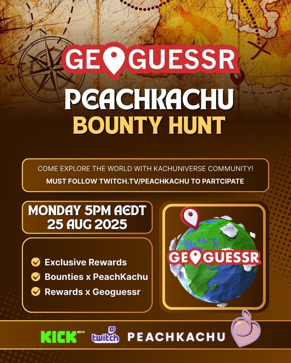 Later today! 

My very first Labubus will be for our community. Thank you to everyone who contributed towards our bounty giveaways! 

Anyone can play, but for the bounties you must be following either channel to participate

#Geoguessr #Ad