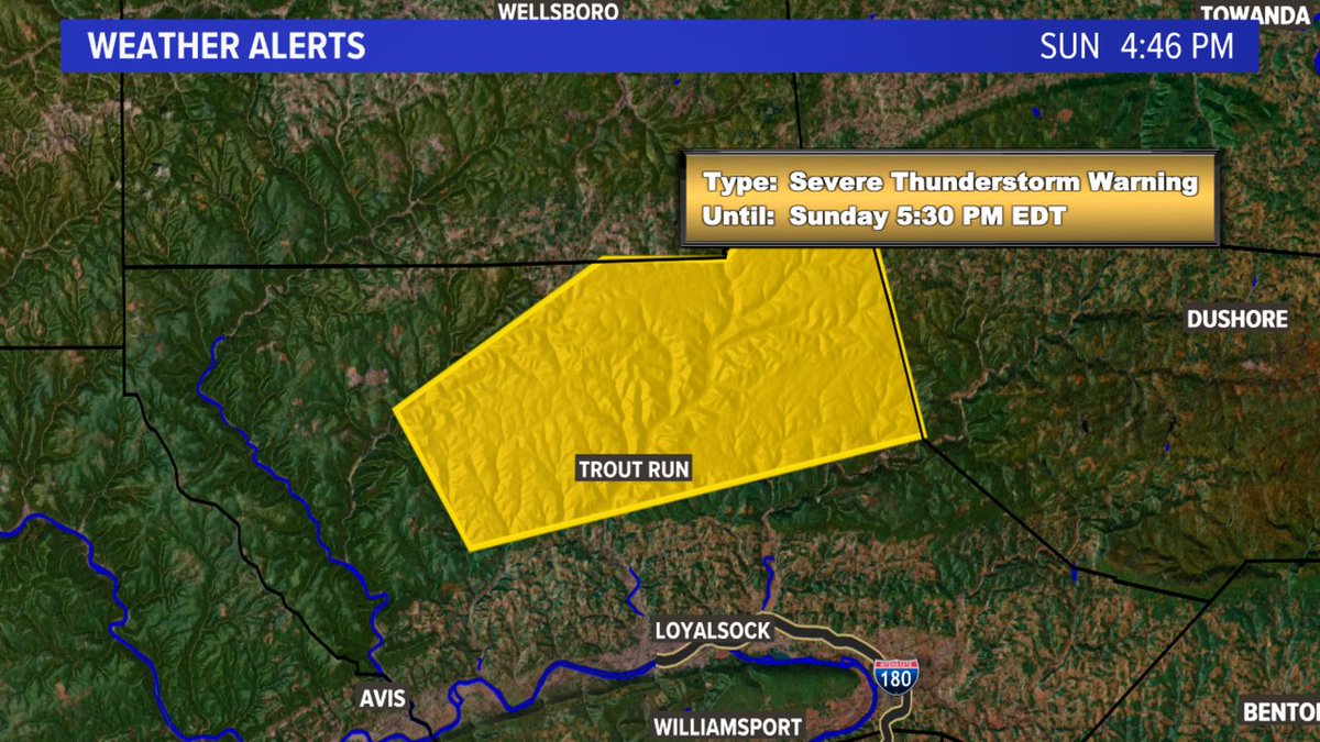 Severe Thunderstorm Warning has been issued by the National Weather Service for these counties: Lycoming until 8/24 5:30PM