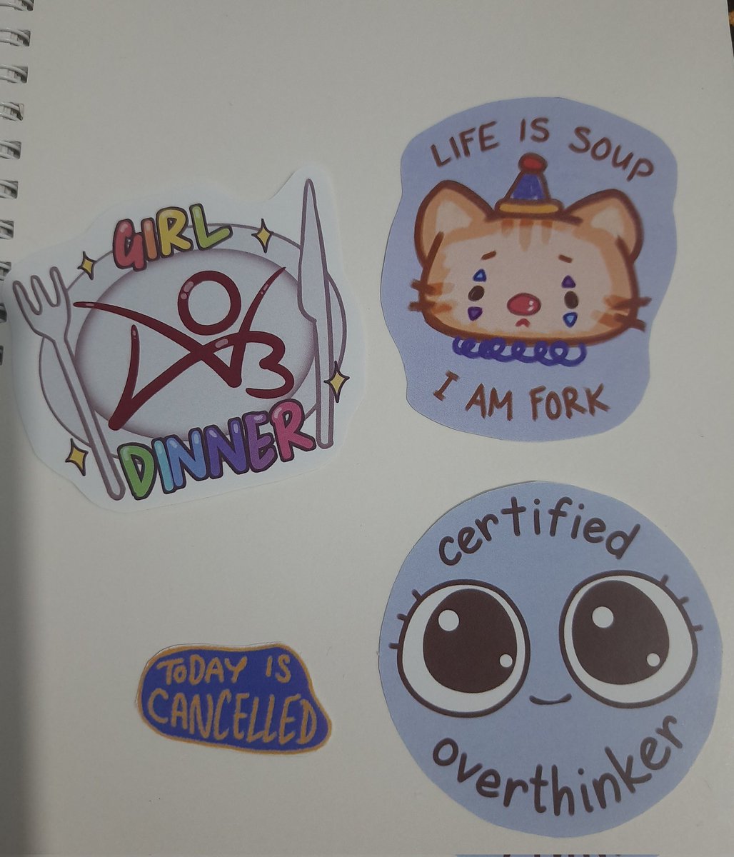 LarabelleD's tweet photo. Thank you to @zodingdi for these cool stickers and little freebies!💜✨️ Shoutout to anyone that gets the girl dinner reference 👀 https://t.co/i3PK8wiNgg