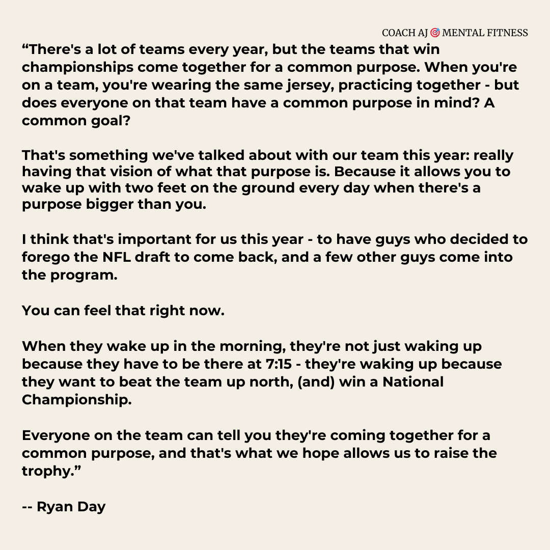 One year before winning the National Championship, Ryan Day revealed the secret ingredient most teams are missing.

He called it perfectly in this quote.

He didn't just talk about it - he built it.