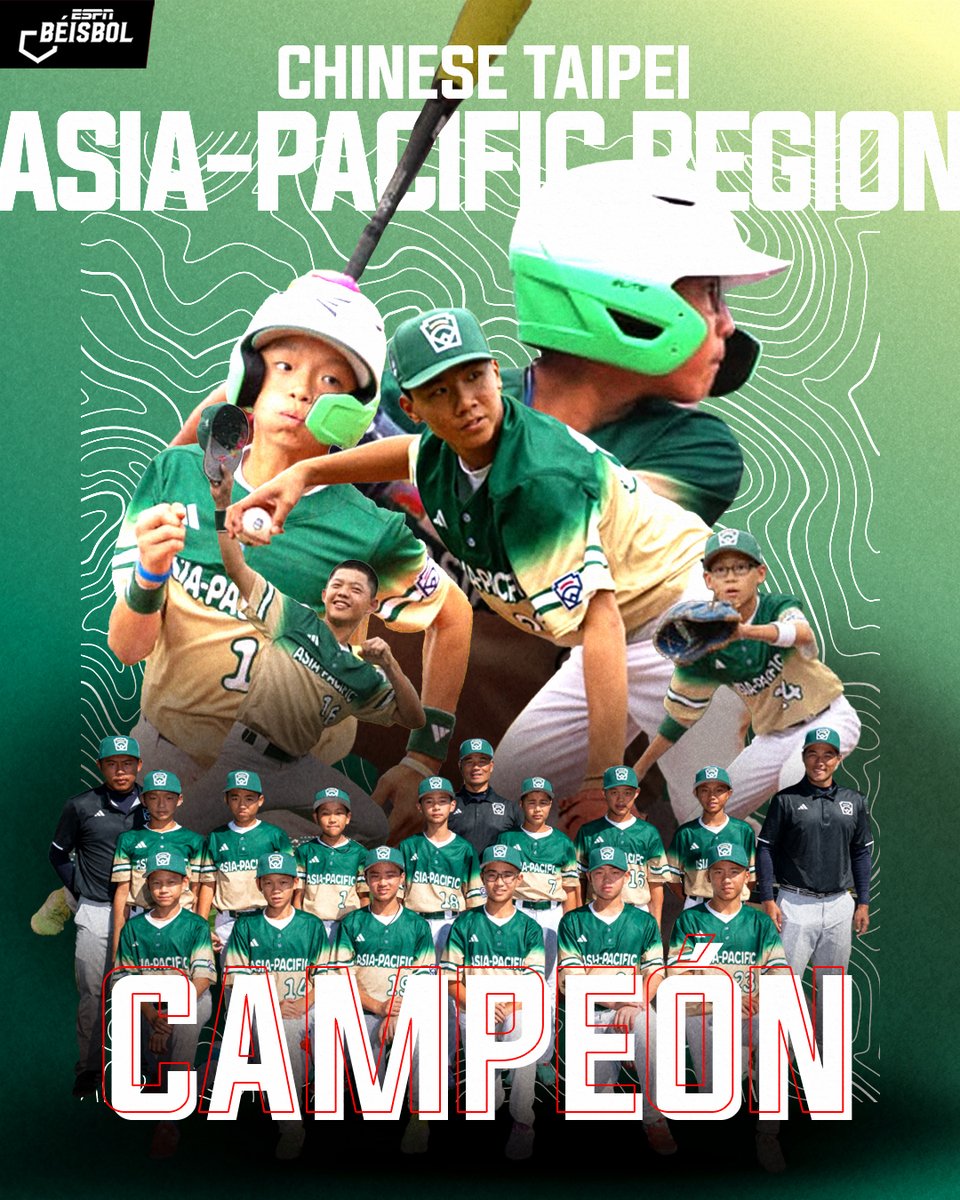 ESPN Béisbol ⚾️ (@espn_beisbol) on Twitter photo Por primera vez desde 1996, China Taipéi se queda con el campeonato de las Pequeñas Ligas 🏆⚾️. Por primera vez desde 1996, China Taipéi se queda con el campeonato de las Pequeñas Ligas 🏆⚾️.