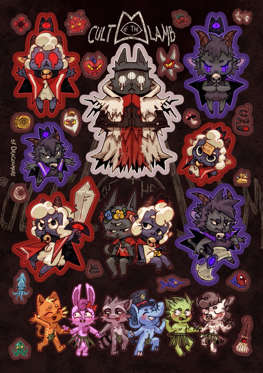 Lamb and their friends 🐑🐐🐈‍⬛

[ #COTL #CultoftheLamb  ]