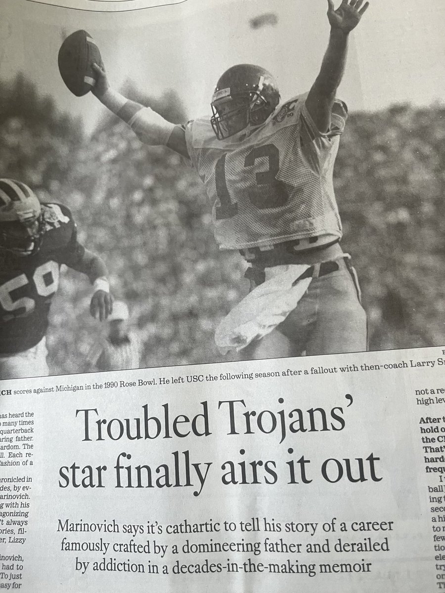 Those of us who were here in 80s and early 90s SoCal are very familiar with the Todd-Marv Marinovich father-son rocky relationship at Capo Valley HS then later with U$C and Raiders. Glad Todd has found peace later  in life. 💪🙏🏈