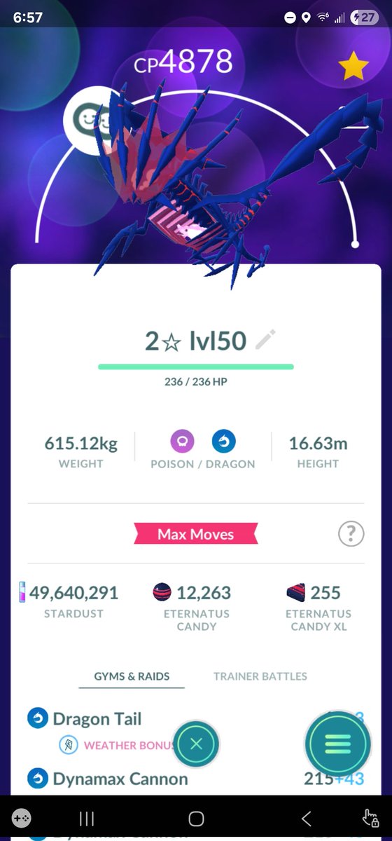 MannyG93YT's tweet photo. Lvl 50 Eternatus is done. I know I cant be the only one who hated the grind for it right? Yes I know nobody made me grind for the XLs. #pokemongo #MaxFinale https://t.co/DUsZaO4zVt