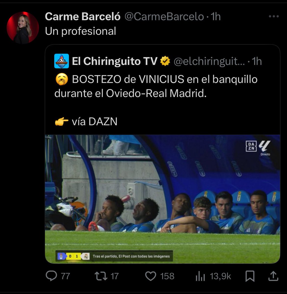 SrNaninho's tweet photo. Imagino que Leo Messi tampoco es un profesional, ¿no? @CarmeBarcelo https://t.co/9Z1had7wSs