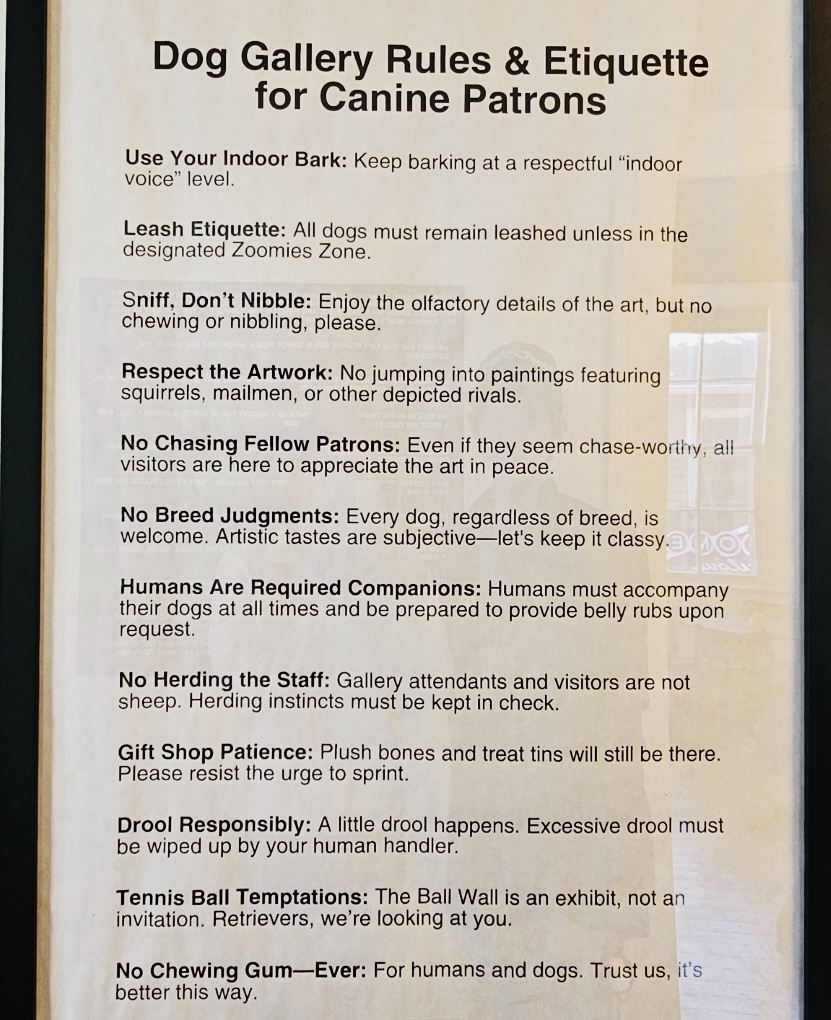 Jenny Turnbull | KidLit Author (@jennytwrites) on Twitter photo My niece found this adorable dog cafe in New Orleans. Check out the canine etiquette “rules”. 🤣🩷🐾 #doglovers My niece found this adorable dog cafe in New Orleans. Check out the canine etiquette “rules”. 🤣🩷🐾 #doglovers