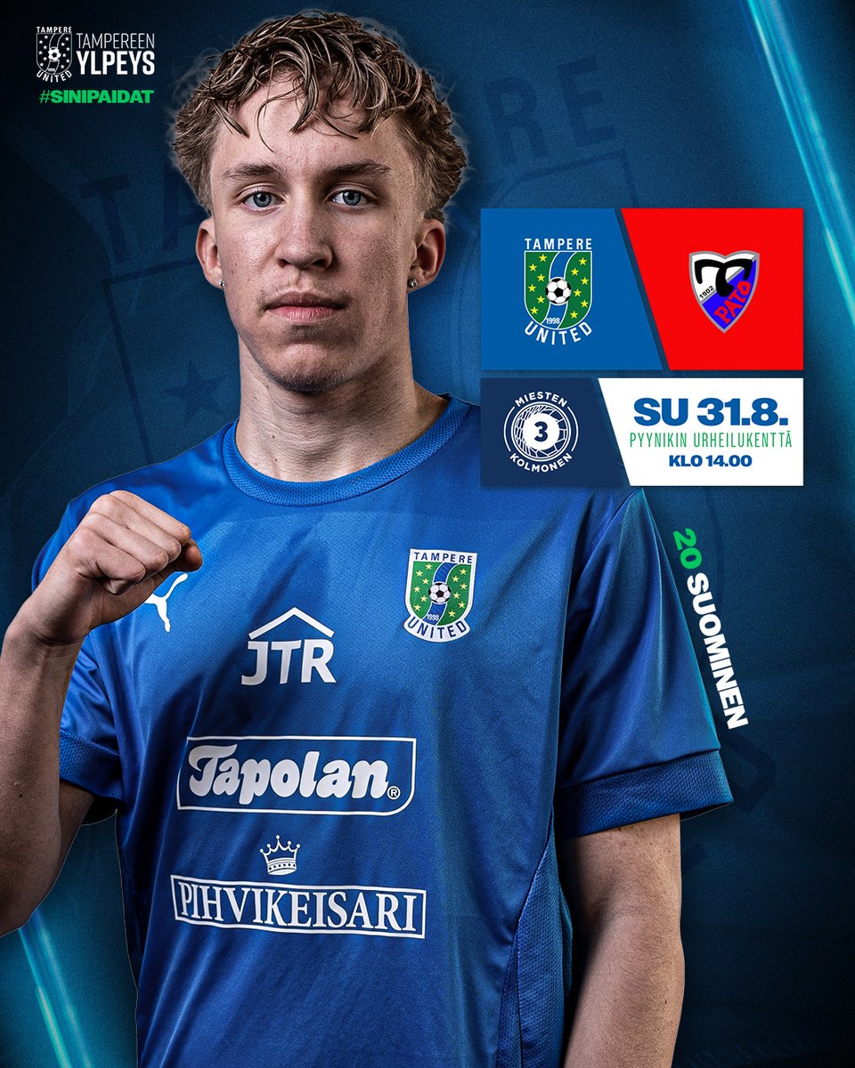 Miesten kakkosjoukkue kohtaa Tervakosken Padon su 31.8. kello 14.00 Pyynikillä. TamU taistelee aivan Kolmosen terävimmässä kärjessä, ja Patoa uhkaa putoaminen. Vapaa pääsy!

Kello 16.30 alkaen Pyynikillä pelataan naisten Kolmosen kärkipään kamppailu TamU – PIF.

#sinipaidat