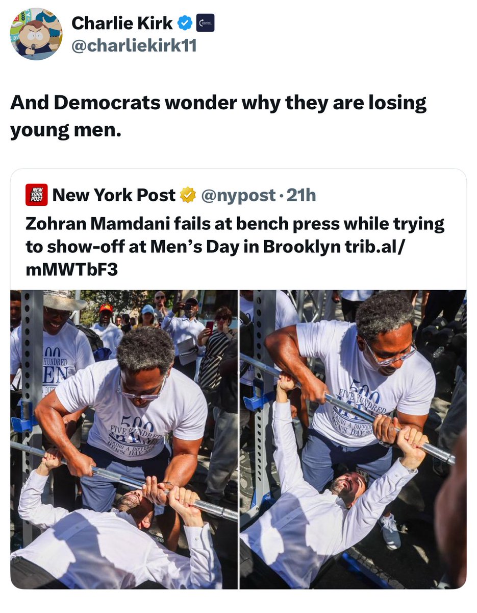 ThinkerGate's tweet image. I’d like to know how much Charlie can bench press.