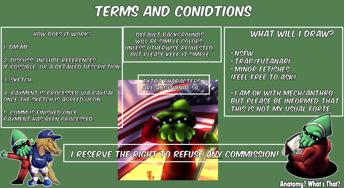 🦑-ANNOUNCEMENT-🦑
Comms are open! Don't have any limits for slots, so feel free to DM! Otherwise, please RT🦑