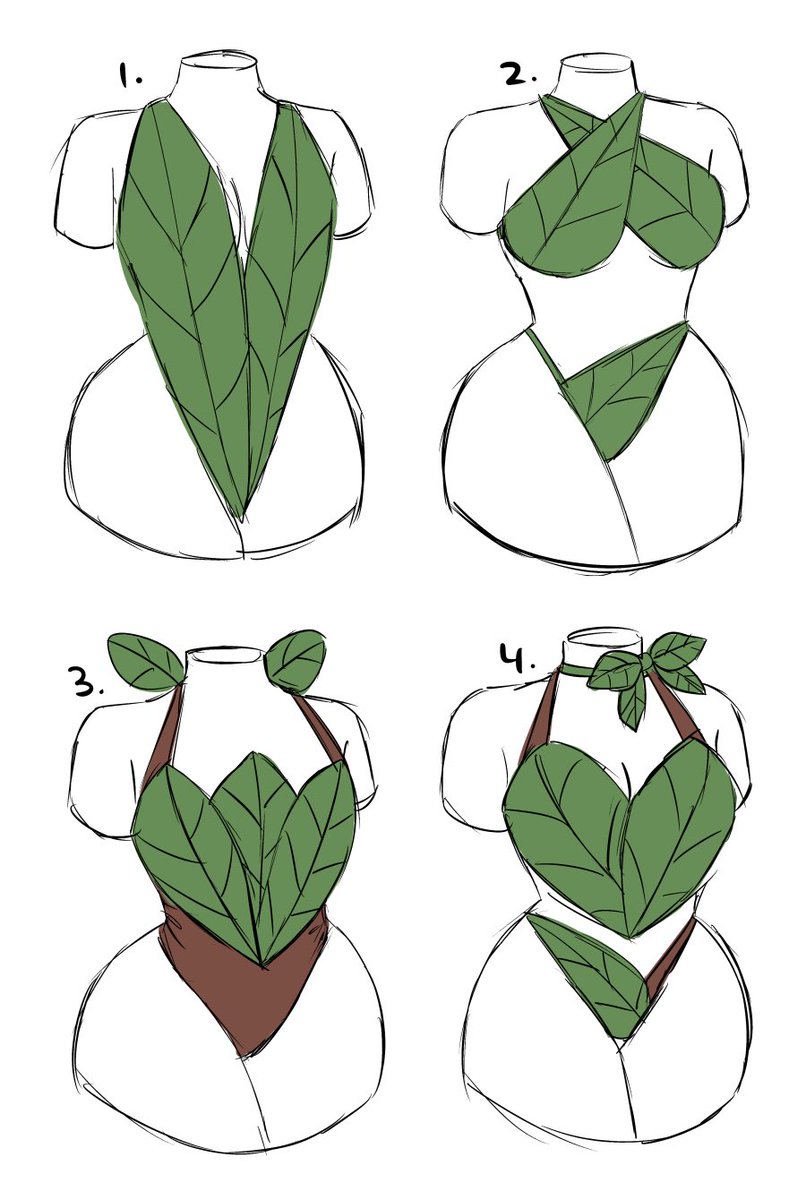 Leaf swimwear doodles 🌿 1, 2, 3 or 4?