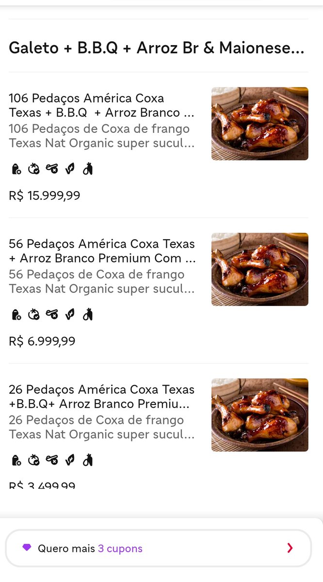 Olhando o Ifood em Capão, quando de repente...
16K POR 106 UND COXINHAS DE FRANGOOOOOOOOO