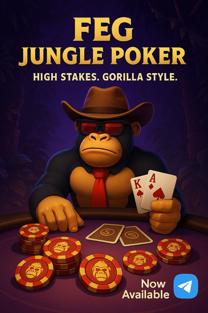 🍌 $FEG Jungle Poker (BETA) is HERE on Telegram:
👉 t.me/FEGJunglePoker…

✅ Play Roulette Mode (first beta release)
✅ Unlock Gorilla + SmartDeFi Avatars
✅ Engage, compete &amp; grow the FEG community

#FEGtoken #SmartDeFi #CryptoGaming #GamingCommunity #Crypto #GamingNews