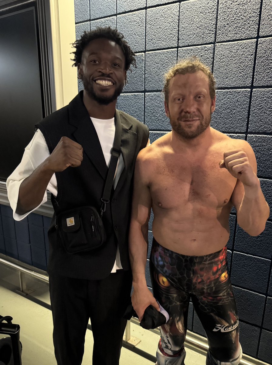 Kurothekidd's tweet photo. WK11 MAIN EVENT. 

THE REASON I WANTED TO WRESTLE. 

THE 🐐’s.

@rainmakerXokada @KennyOmegamanX https://t.co/w3aGnOtwsm
