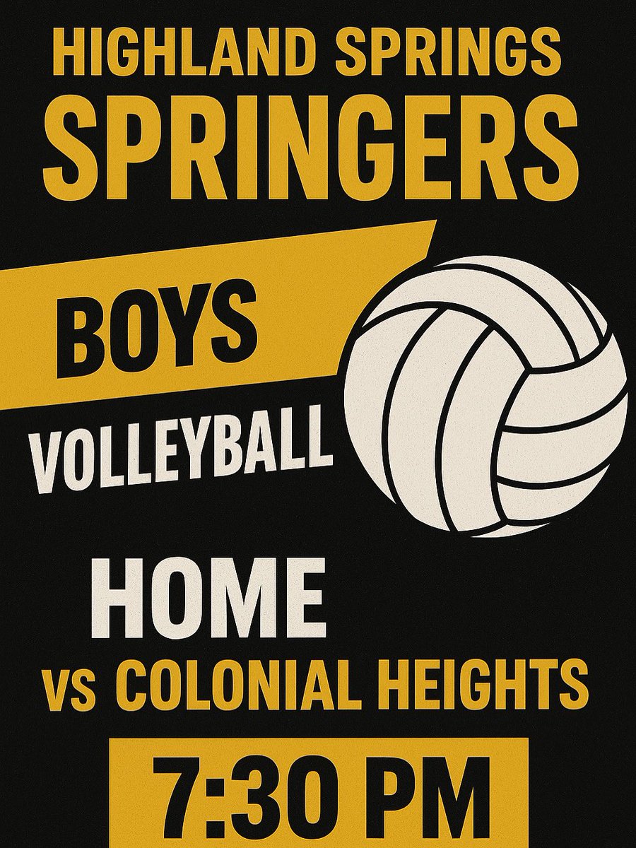 Springer Boys Volleyball (@hshsboysvb) on Twitter photo Springer Boys Volleyball is BACK at HOME tomorrow night! ⚡️
We’re taking on Colonial Heights and the gym needs to be LOUD‼️
📍 Highland Springs High
🆚 Colonial Heights
⏰ 7:30 PM
<a href="/HSHS_Principal/">Kenneth White Ed.D.</a> Springer Boys Volleyball is BACK at HOME tomorrow night! ⚡️
We’re taking on Colonial Heights and the gym needs to be LOUD‼️
📍 Highland Springs High
🆚 Colonial Heights
⏰ 7:30 PM
<a href="/HSHS_Principal/">Kenneth White Ed.D.</a>