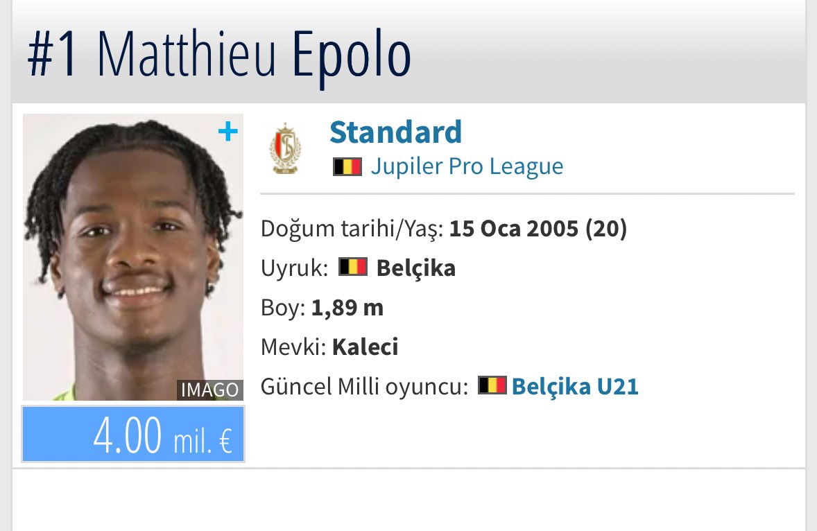 Kaleye bu adamı almalıyız acayip potansiyelli satın alma opsiyonu ile kiralamalıyız sonraki satış kârından %5-10 pay veririz şuan ki kalecimiz maalesef çok kötü