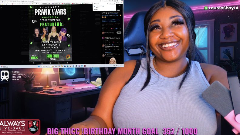 Lauren-Shay: LA ๐ (@laurenshay_la) on Twitter photo GOING LIVE NOW FOR A SUNDAY SPECIAL W/ FORTNITE PRANK WARS HOSTED BY <a href="/F7Shenanigans/">Shenani</a> FT. <a href="/serena_parisss/">Serena Paris ๐ DreamHack Atlanta</a> & <a href="/SwiftKiss_/">SwiftKiss๐DreamhackATL</a> ๐ฏโโ๏ธ๐ฅ
ALSO TYPE โBDAYโ TO ENTER FOR SUB GIVEAWAY IN CHAT๐ฅ (sorry I forgot to do it last night!) GOING LIVE NOW FOR A SUNDAY SPECIAL W/ FORTNITE PRANK WARS HOSTED BY <a href="/F7Shenanigans/">Shenani</a> FT. <a href="/serena_parisss/">Serena Paris ๐ DreamHack Atlanta</a> & <a href="/SwiftKiss_/">SwiftKiss๐DreamhackATL</a> ๐ฏโโ๏ธ๐ฅ
ALSO TYPE โBDAYโ TO ENTER FOR SUB GIVEAWAY IN CHAT๐ฅ (sorry I forgot to do it last night!)