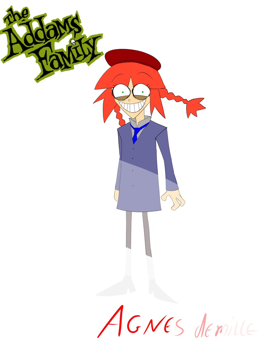 Agnes Demille, from Wednesday series, but in a more cartoonish style inspired on The Addams Family cartoon from 1992