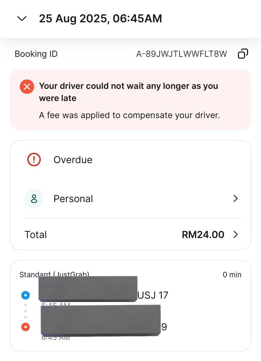 KNB (@nizambakeri) on Twitter photo Hello <a href="/GrabMY/">Grab Malaysia</a>. I used your AI chat but it’s clearly not helpful so here I am. I booked a ride in advance for 6:45am. The driver arrived at 6:35 am. He called me at 6:37 am, telling me he’s been waiting for 2 minutes. 1/n Hello <a href="/GrabMY/">Grab Malaysia</a>. I used your AI chat but it’s clearly not helpful so here I am. I booked a ride in advance for 6:45am. The driver arrived at 6:35 am. He called me at 6:37 am, telling me he’s been waiting for 2 minutes. 1/n