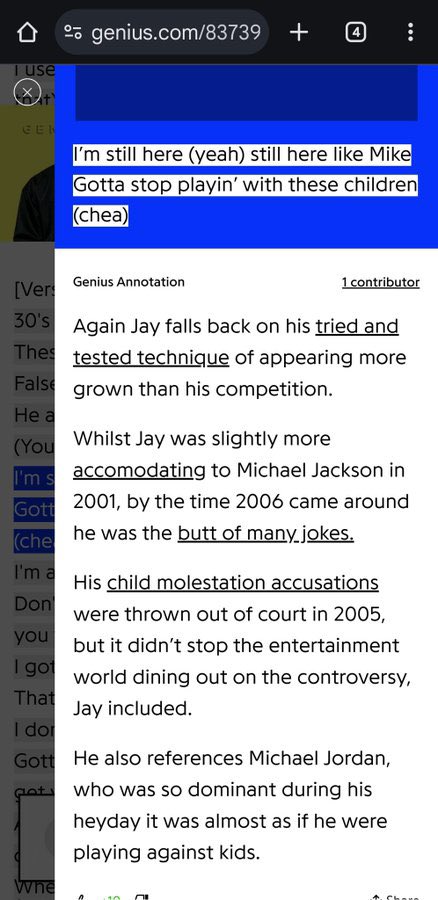 Não sei se Jay-Z gosta ou não de Michael, já que nos anos 2000 também fez piada sobre a situação dele em relação às acusações. 

Mas dou risada ao lembrar que, quando se conheceram, Jay-Z logo abaixou a bola kkkk