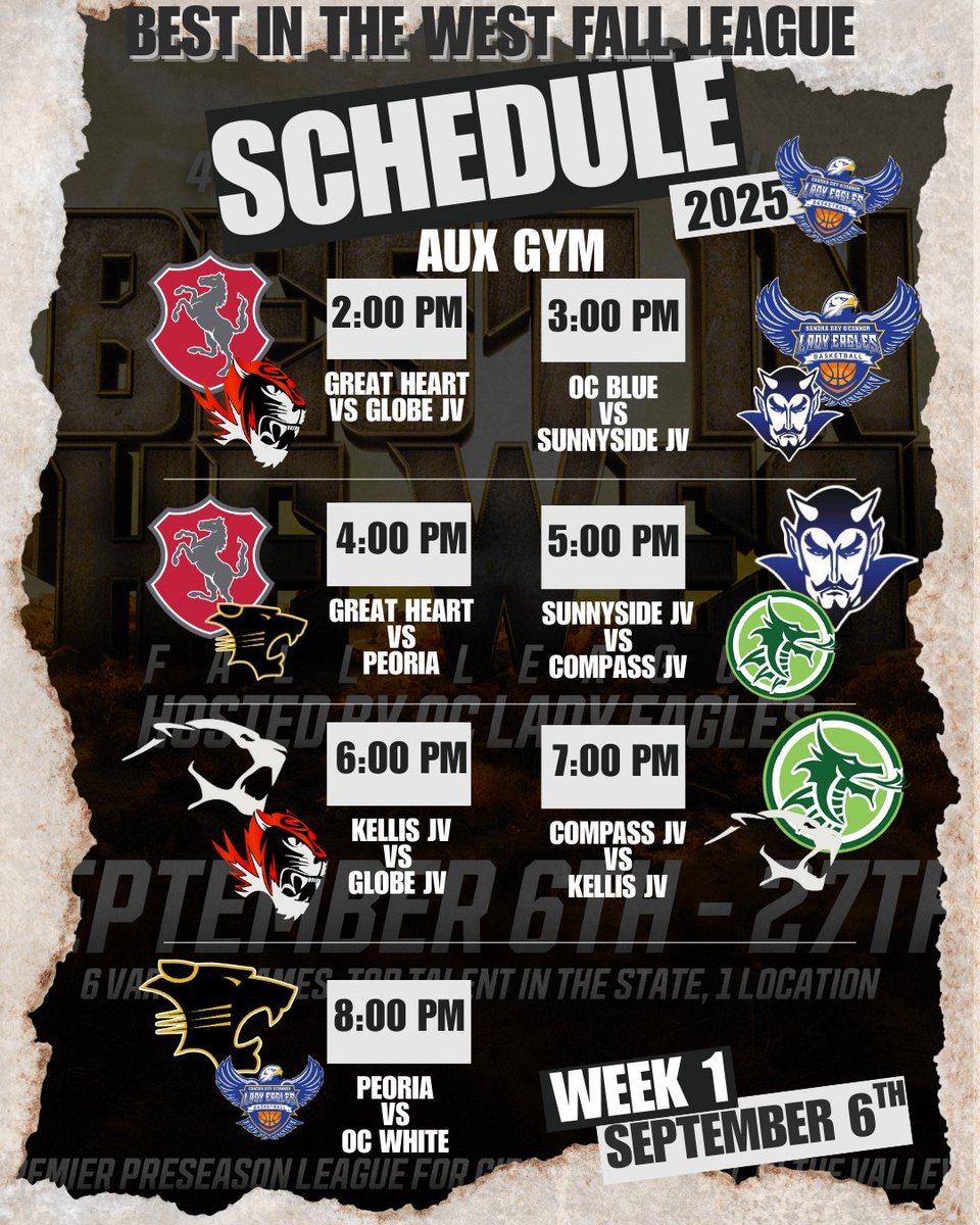 ocgbball's tweet image. 🚨Official Schedule Release🚨

Our 4th Annual “Best in the West” Fall Ball League schedule is here!!!

Games kicking off with Week 1 Saturday, September 6th. We have some great matchups you won’t want to miss! 

#StackingDays #TheOCWay #FallBall