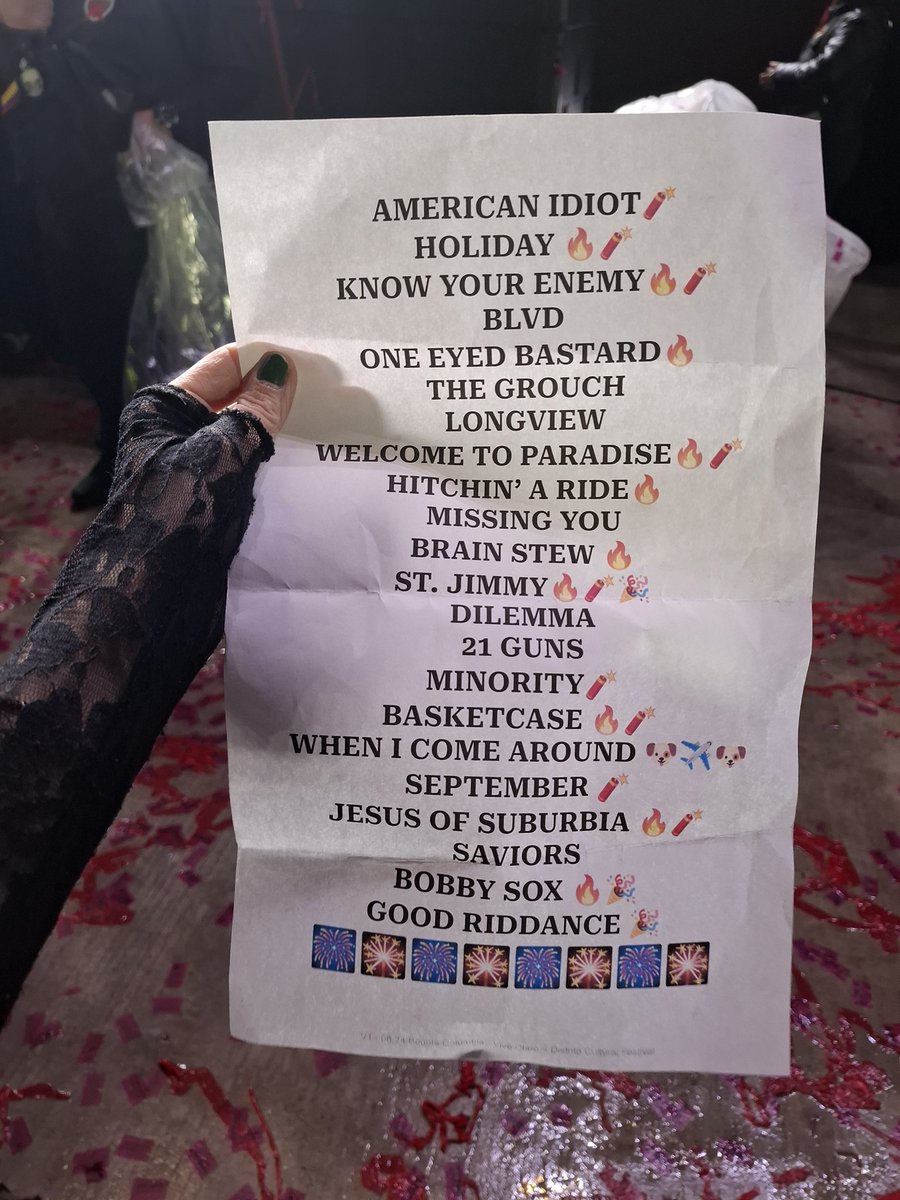 El setlist de Green Day en Bogotá <a href="/PogotaConcerts/">PogoConcerts</a> <a href="/musictrendscol/">MUSICTRENDS Colombia</a>  <a href="/GreenDay/">Green Day</a> 💚