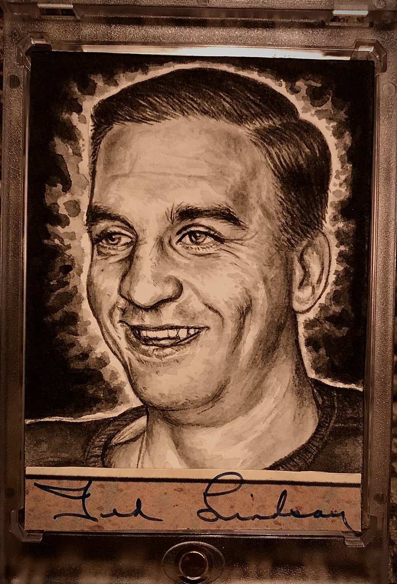 Hand drawn actually size custom card, brush and gray wash &amp; a cut of a real Ted Lindsay auto of the <a href="/DetroitRedWings/">Detroit Red Wings</a> fame <a href="/LO_RedWings/">Locked On Red Wings Podcast</a> #LGRW #Hockeytown #RedWings
Inspired by the man himself <a href="/KenKarlArt/">Ken Karl Sports Art</a>