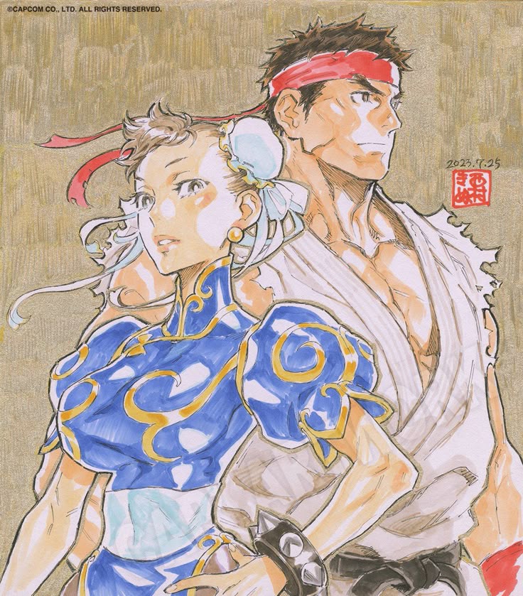 The glorious Chun Li and Ryu!

Art by <a href="/nishi_katsu/">nishi_katsu</a>