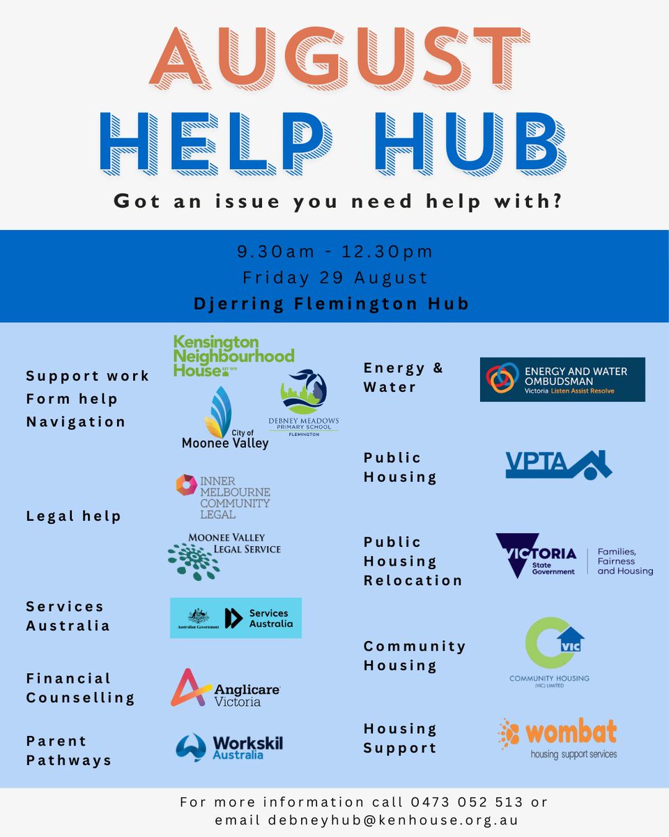 This month's Help Hub at Djerring Flemington Hub tomorrow morning will have a focus on housing and energy. See you there!