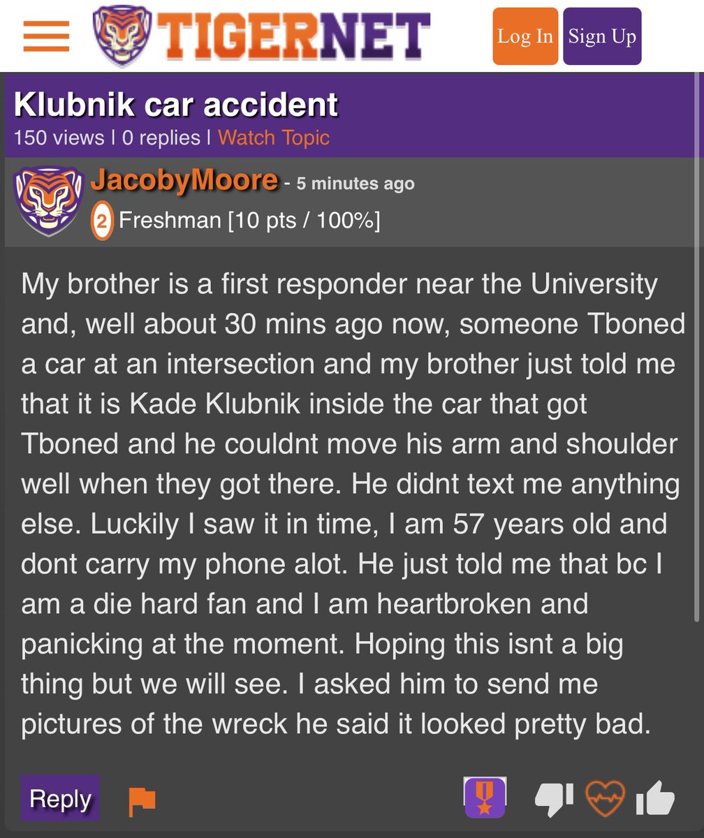 🚨BREAKING 🚨
Sources with knowledge tell MBG that #Clemson quarterback Cade Klubnik has been injured in a car accident. More to come…