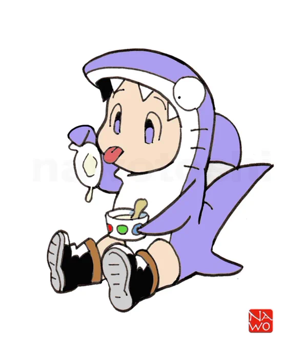 えっ?今日は即席ラーメン記念日なんですか?というわけで、アイス食べてる絵を基にGrokに描いてもらったら…