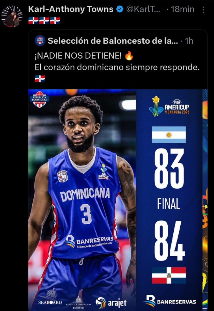 Nuestros jugadores no se definen por insultos ni por prejuicios, sino por lo que entregan en la cancha y fuera de ella: pasión, respeto y talento. La República Dominicana siempre se levanta con dignidad y orgullo. 🏀🇩🇴
<a href="/RafelinUribe/">Rafael Uribe</a>
<a href="/FedombalRD/">Federación Dominicana De Baloncesto</a>
 #OrgulloDominicano #NoAlRacismo”