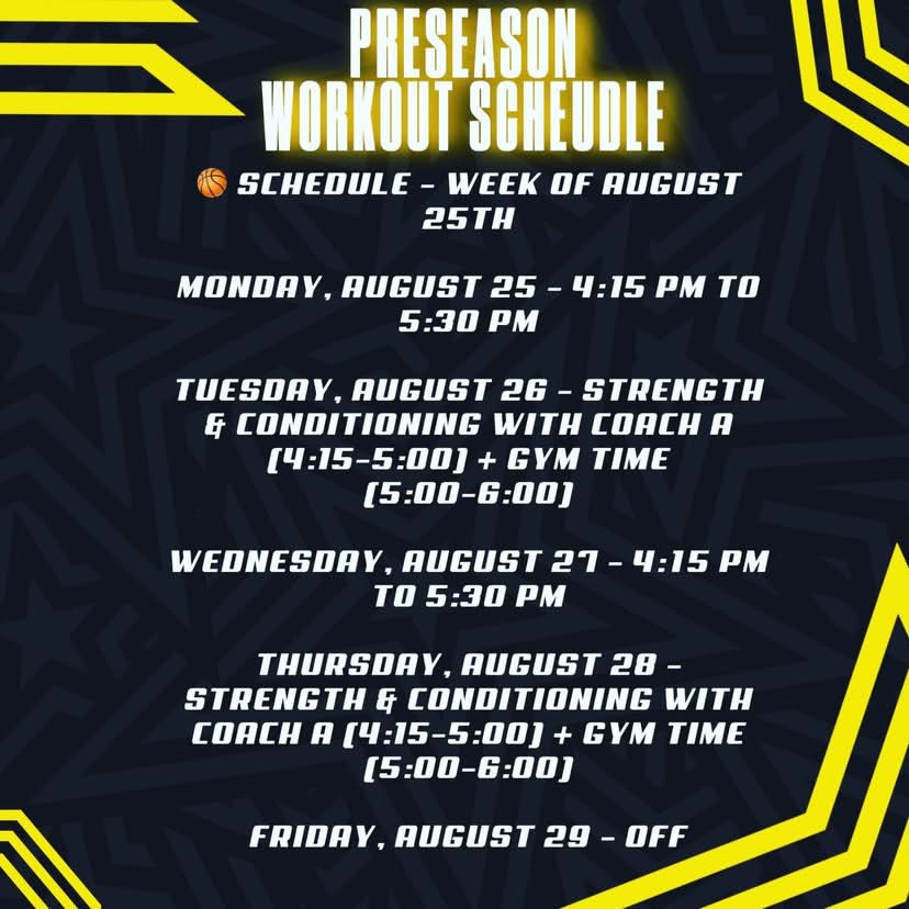 Here is my preseason workout schedule for this week!