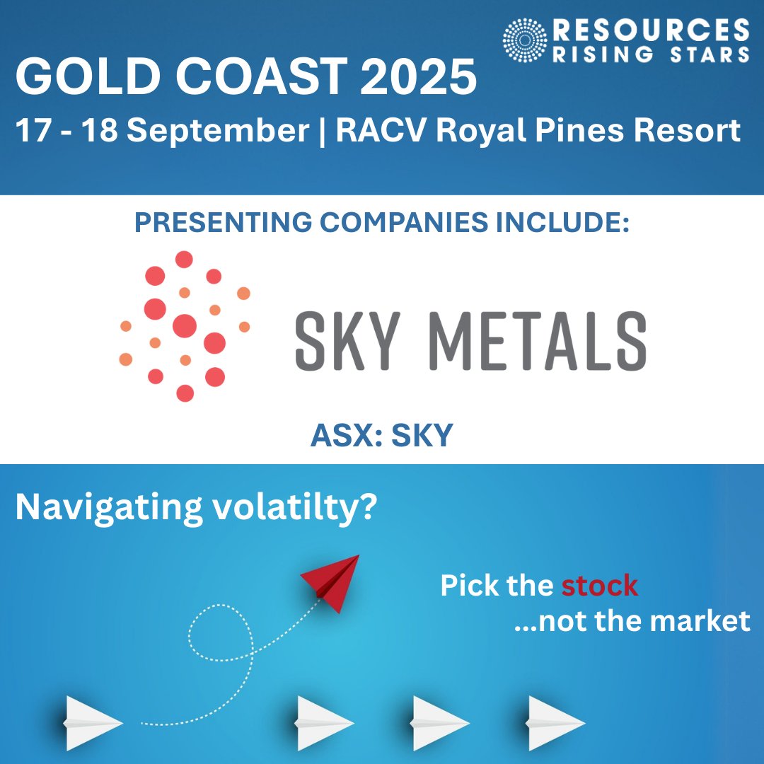 ResourcesRisingStars (@rr_stars) on Twitter photo Join <a href="/Sky_Metals_Ltd/">Sky Metals Ltd</a>'s Managing Director Oliver Davies at the RRS Gold Coast 2025 Investor Conference on the 17th & 18th of September at the RACV Royal Pines Resort.
Register now to secure your attendance: ow.ly/sHy550WHX0f
#RRSGoldCoast2025 Join <a href="/Sky_Metals_Ltd/">Sky Metals Ltd</a>'s Managing Director Oliver Davies at the RRS Gold Coast 2025 Investor Conference on the 17th & 18th of September at the RACV Royal Pines Resort.
Register now to secure your attendance: ow.ly/sHy550WHX0f
#RRSGoldCoast2025