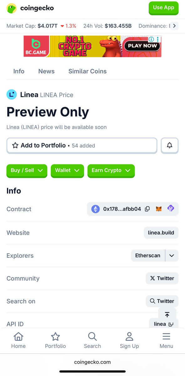 Believe in somETHing <a href="/coingecko/">CoinGecko</a> <a href="/DeclanFox14/">Declan Fox</a> $LINEA