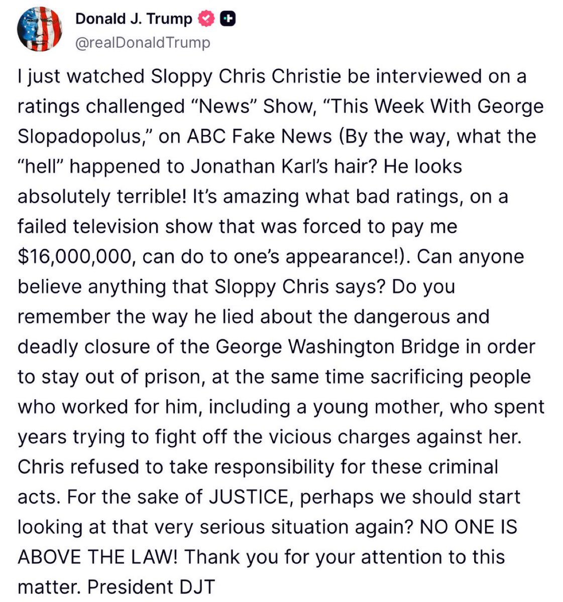 Trump just ripped into "Sloppy Chris Christie"
