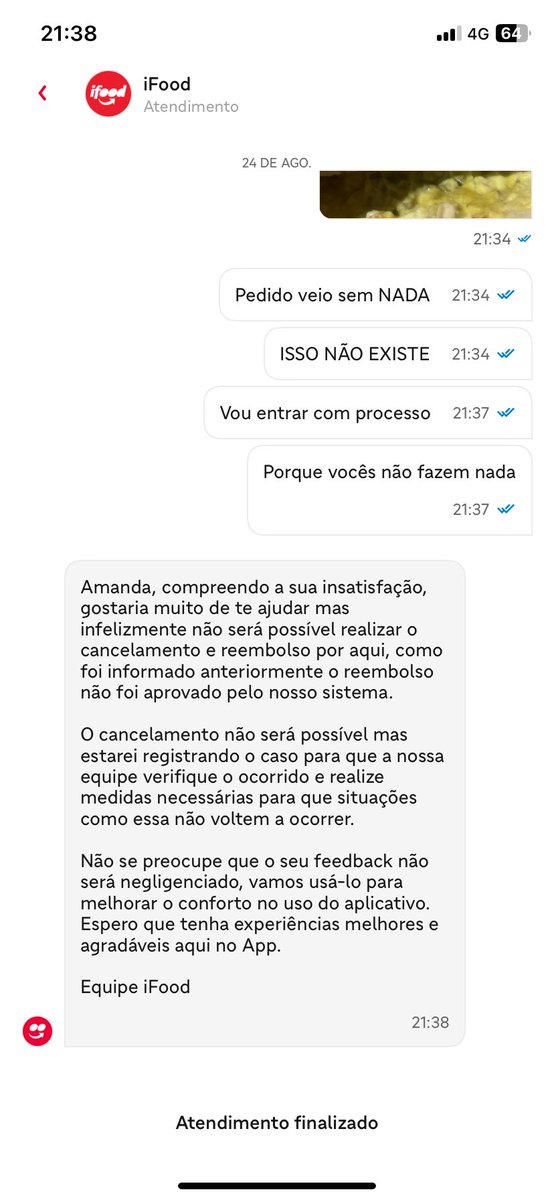_lacerda29's tweet photo. @iFood a resposta de vocês! Meu pedido veio INCOMPLETO E VIOLADO e é essa a resposta de vocês https://t.co/yGBJhP4YaR