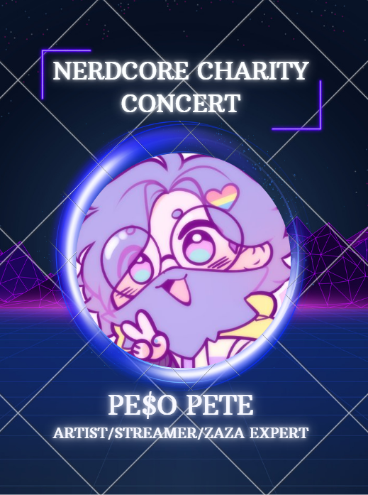 I see I made the like goal to easy for yall but I'm a man of my word.

The first artist being announced for the Nerdcore Charity Concert Stream is <a href="/shiny_peso/">PE$O PETE</a> 

If yall can get this to 25 likes I'll announce another one tomorrow