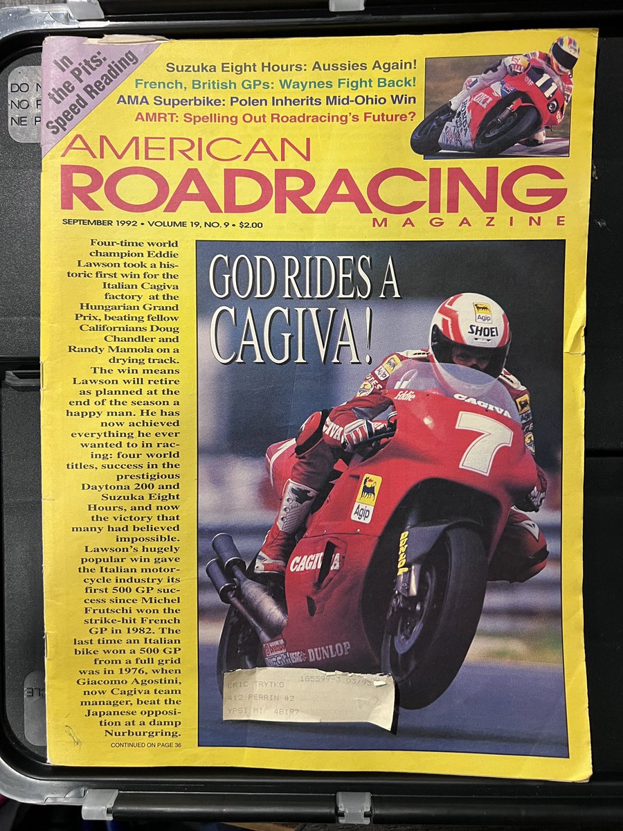 rumblestrip's tweet photo. Here you go @NeilHodgson100 &amp; @gavinemmett since you were talking about Eddie on the #cagiva and the last GP in Hungary #2strokelife #MotoGP https://t.co/TkN3paDrDX