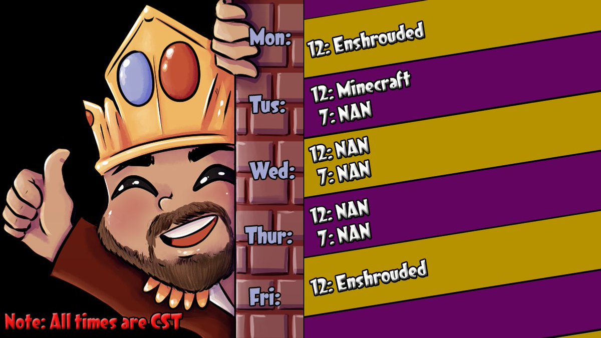 KingRayRay_Ray's tweet photo. Aug 25th-29th Stream Schedule.
- No evening, Wednesday or Thursday streams this week.  Got IRL shiz to do.

Hope to see you all there for the stream that I can make!
https://t.co/79QtIIWDhP

#KingRayRay_Ray #smallstreamer #twitch #Minecraft #enshrouded https://t.co/vZEWzmaCI8